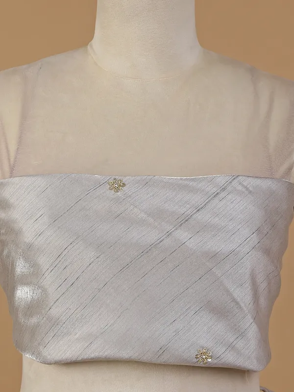 Grey raw silk unstitched lehenga choli