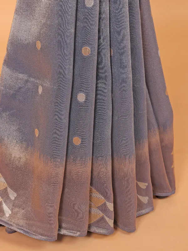 Grey saree for wedding in semi silk
