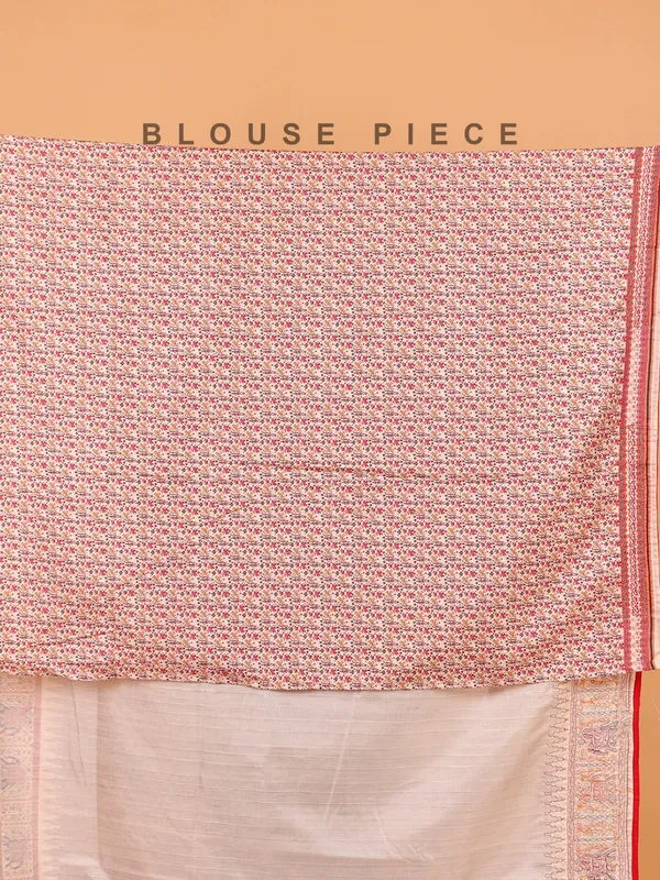 Grey semi printed silk saree for women