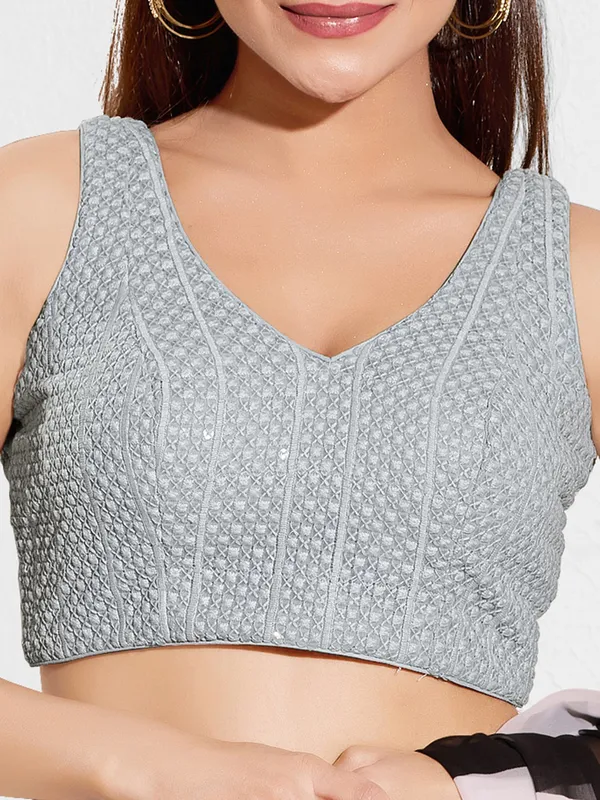 Grey sequins ready made blouse