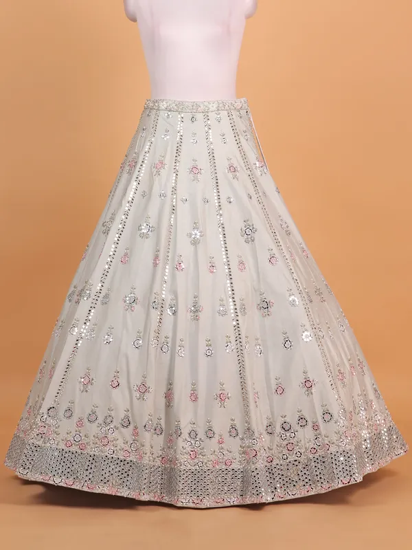 Grey silk reception wear lehenga choli