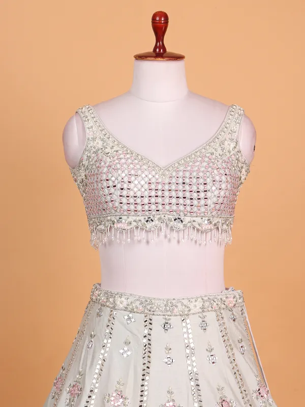 Grey silk reception wear lehenga choli