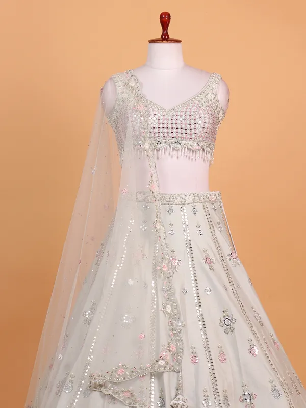 Grey silk reception wear lehenga choli