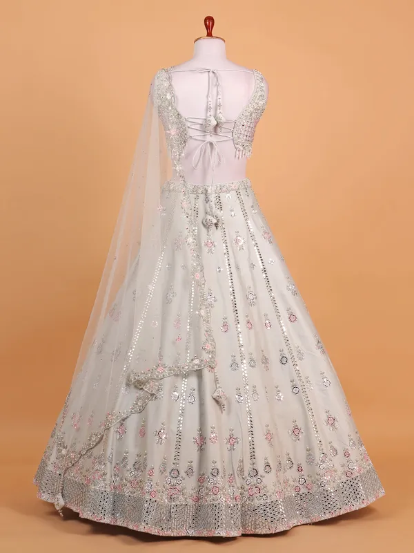 Grey silk reception wear lehenga choli
