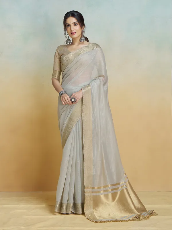 Grey silk regal festive ensemble