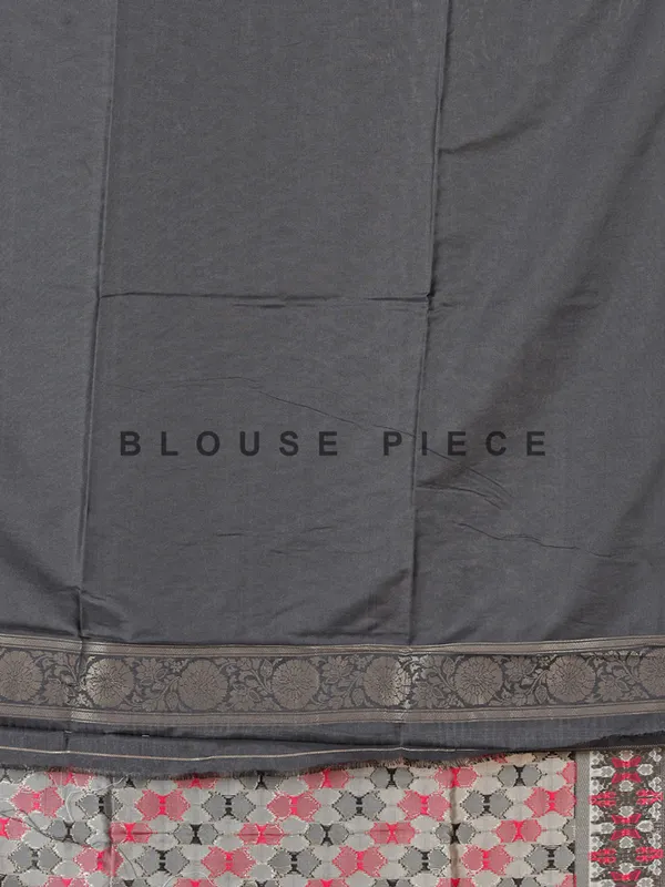 Grey silk saree with black border