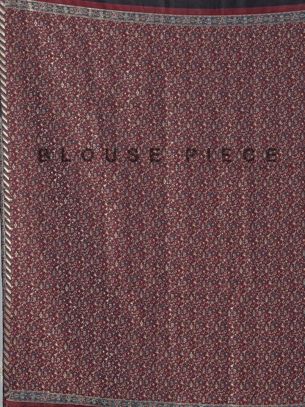 Grey silk saree with zig zag print and contrast border