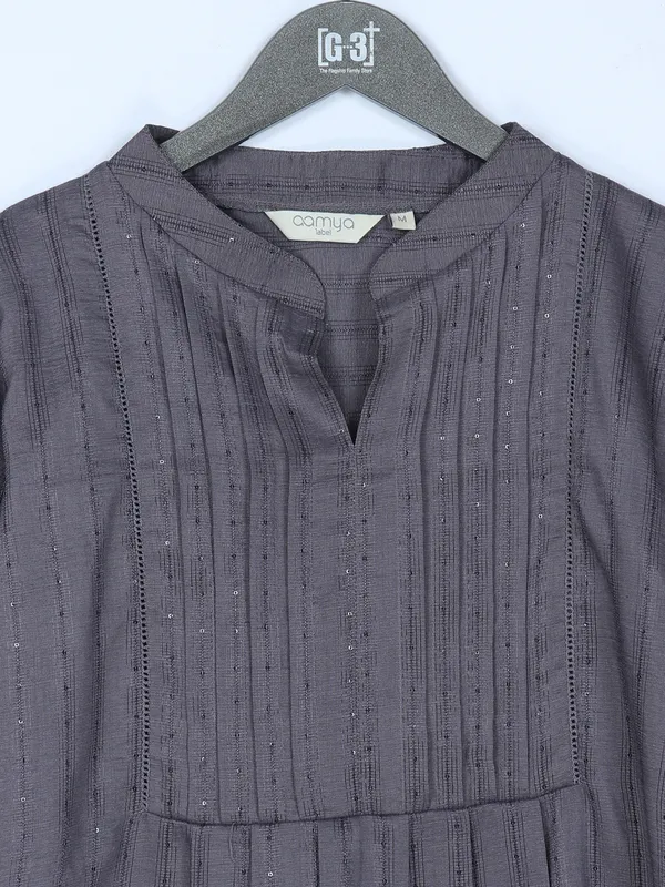 Grey silk top for casual