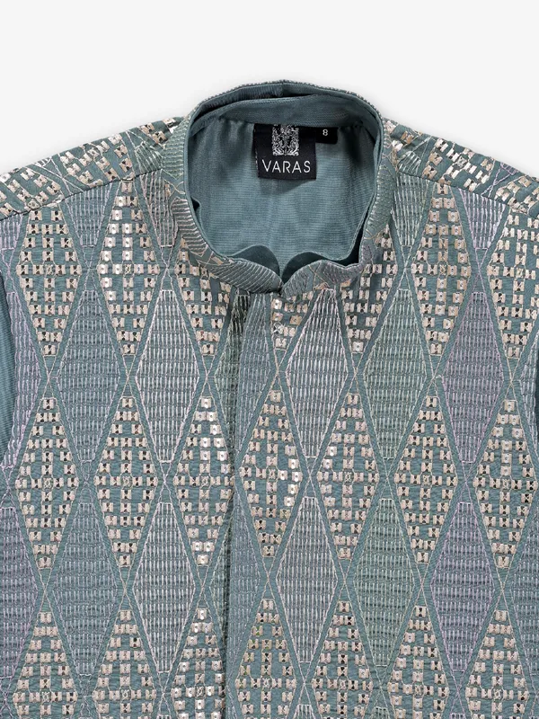 Grey silk waistcoat set for wedding wear