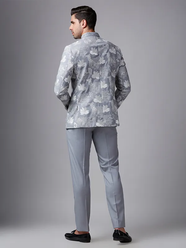 Grey terry rayon embroidery jodhpuri suit