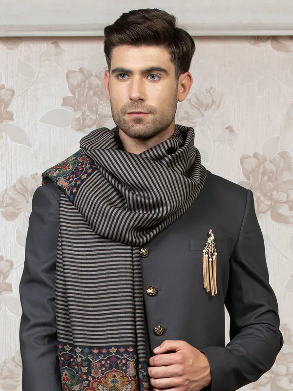 Grey terry rayon indo western for wedding function