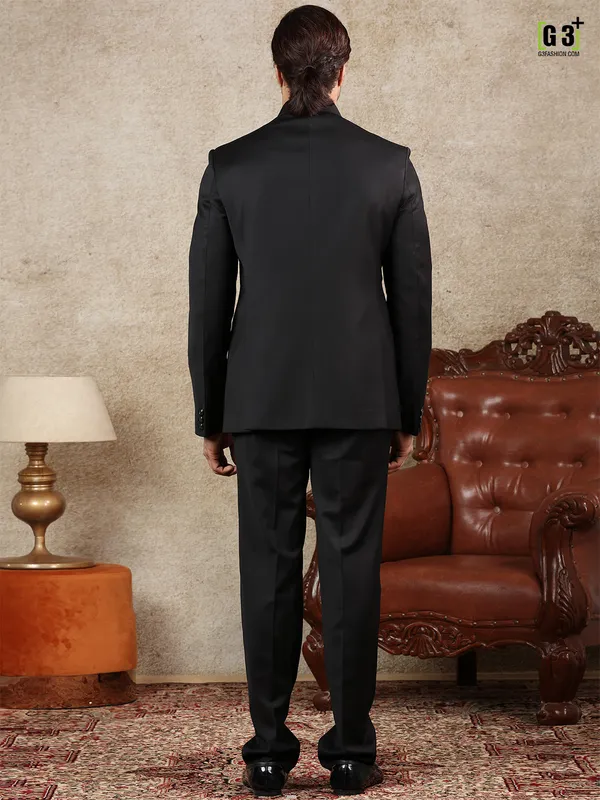 Black terry rayon mens jodhpuri suit for parties
