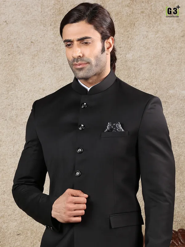 Black terry rayon mens jodhpuri suit for parties