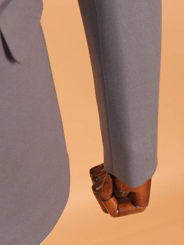 Grey terry rayon solid blazer for men