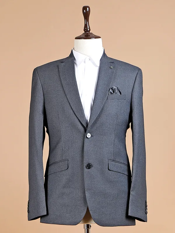 Grey terry rayon textured coat suit