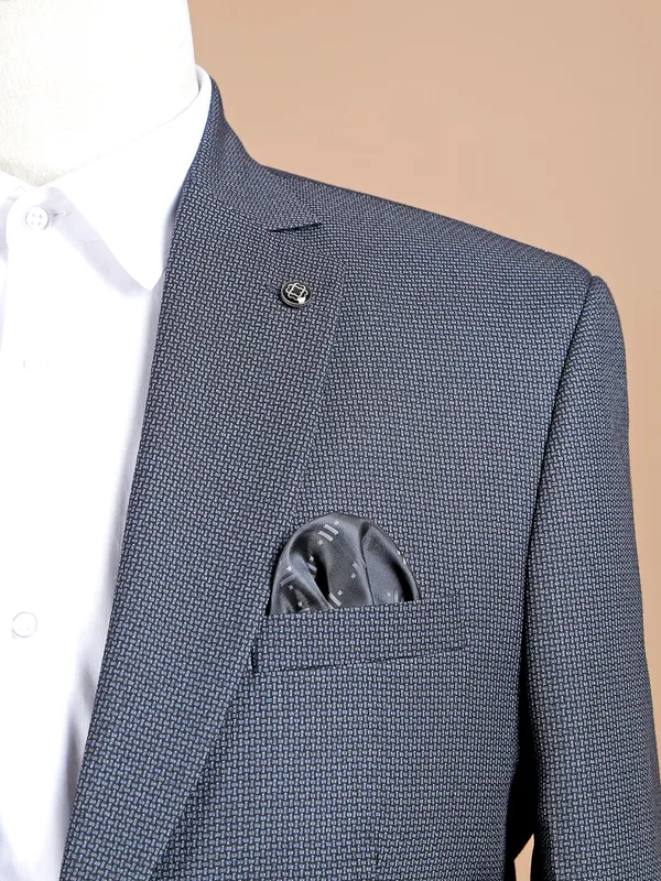 Grey terry rayon textured coat suit