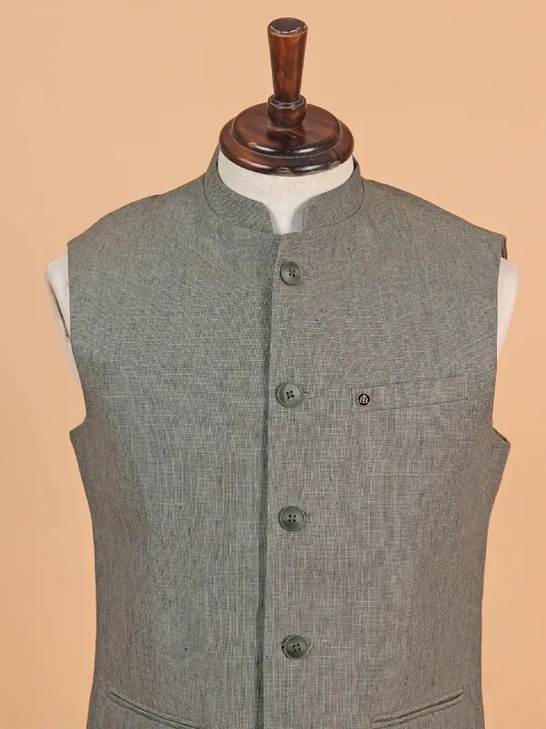 Grey terry rayon waistcoat for men