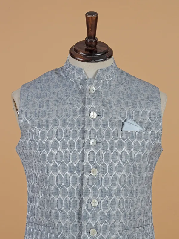 Grey texture waistcoat in silk