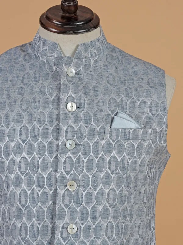 Grey texture waistcoat in silk