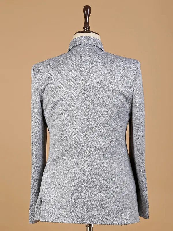 Grey textured blazer in terry rayon