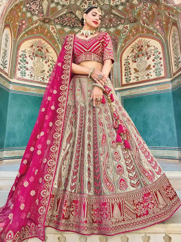 Grey velvet bridal lehenga choli
