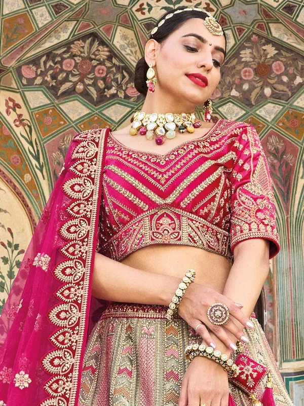 Grey velvet bridal lehenga choli