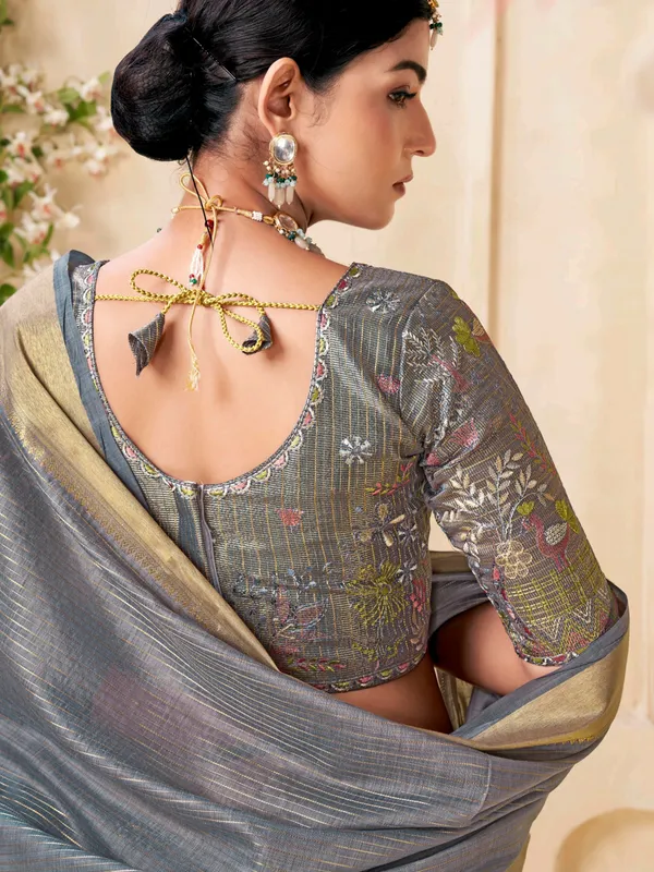 Grey viscose saree for festive wear