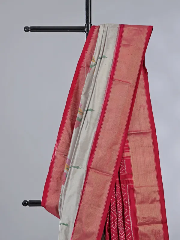 Grey zari weaving patola silk saree for grand festive