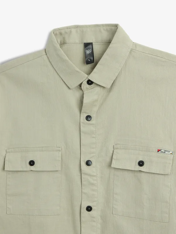 GS78 beige cotton plain shirt