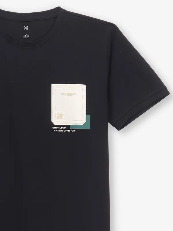 GS78 black cotton casual t-shirt