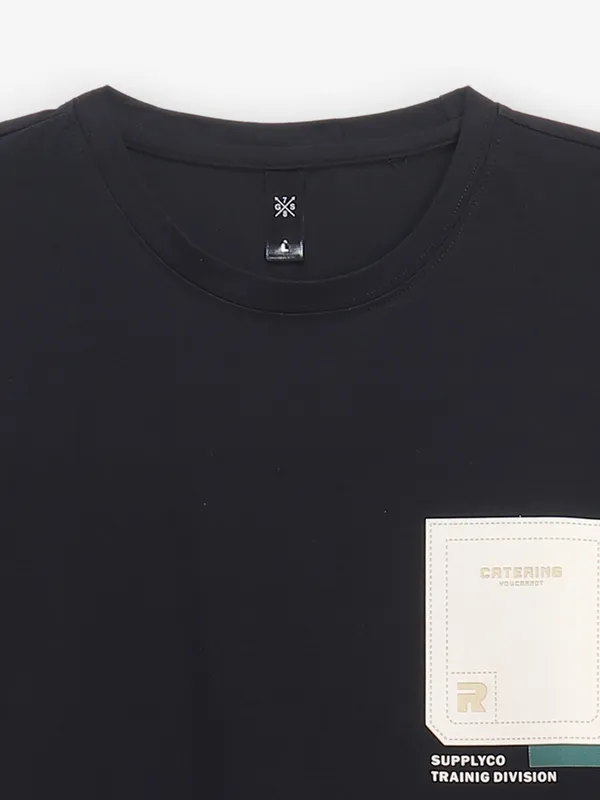 GS78 black cotton casual t-shirt