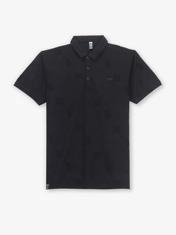GS78 black cotton polo t-shirt