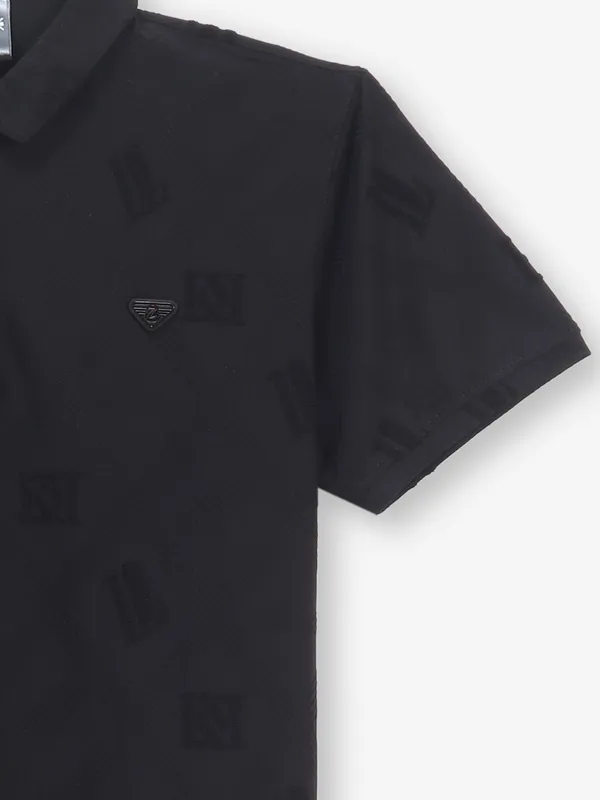 GS78 black cotton polo t-shirt