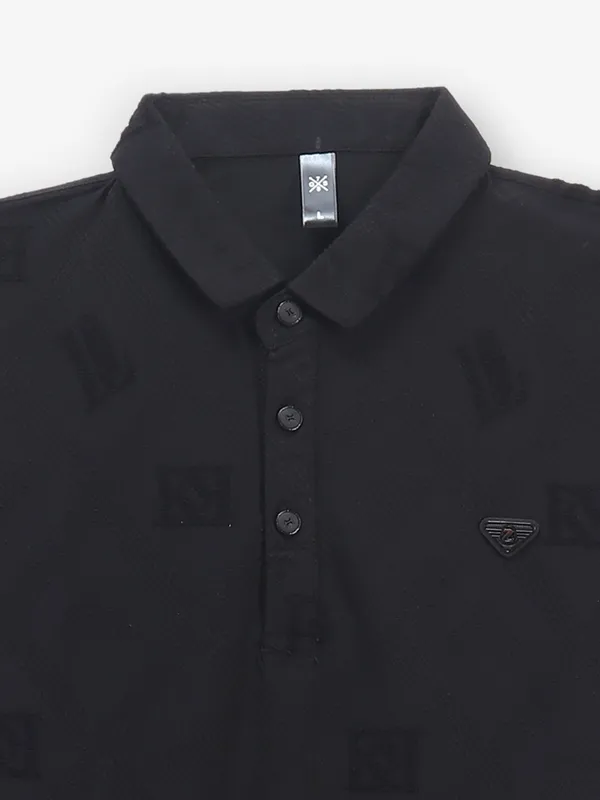GS78 black cotton polo t-shirt