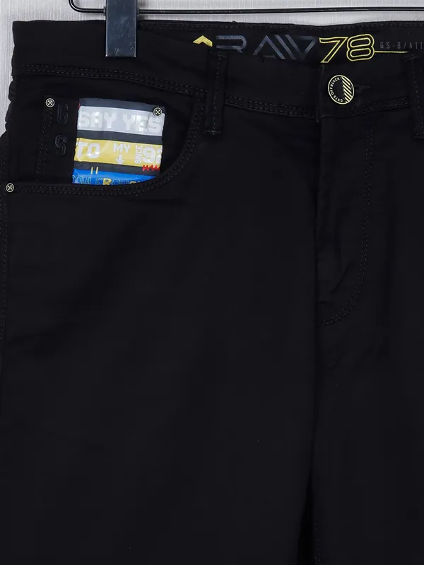 GS78 black denim solid jeans with slim fit
