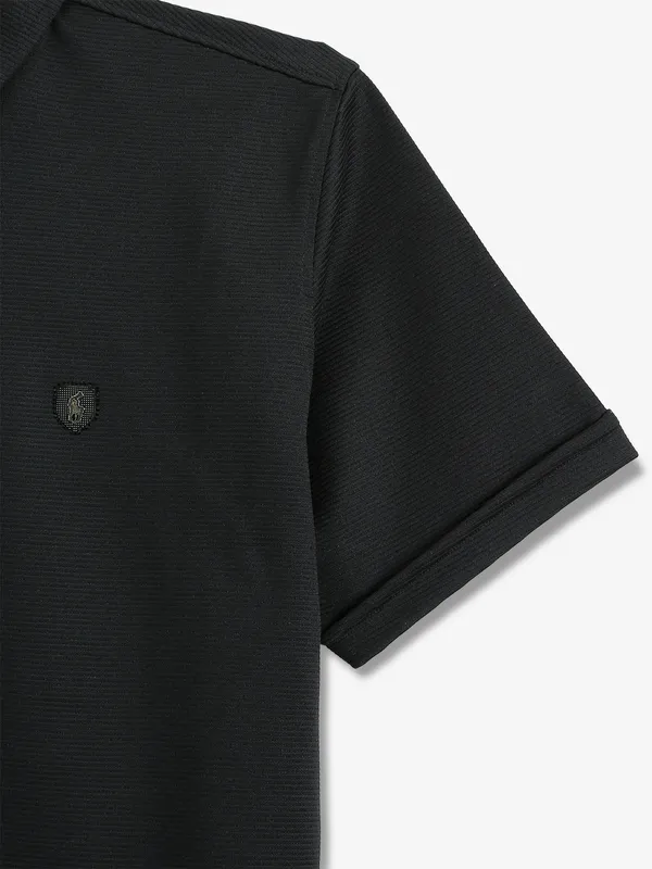 GS78 black plain cotton slim fit shirt