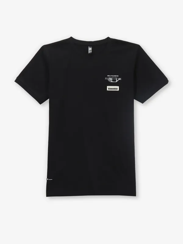 GS78 black printed cotton t-shirt