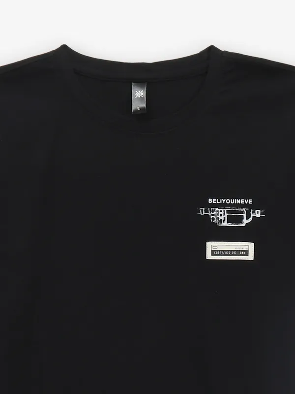 GS78 black printed cotton t-shirt