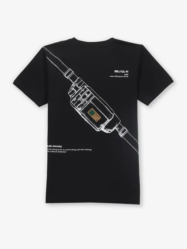 GS78 black printed cotton t-shirt