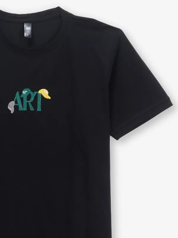 GS78 black printed slim fit cotton t-shirt