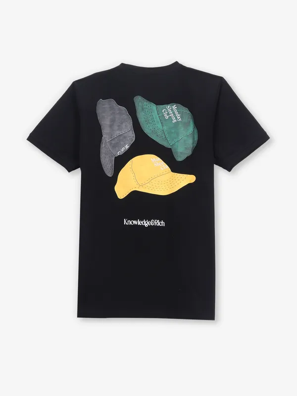 GS78 black printed slim fit cotton t-shirt
