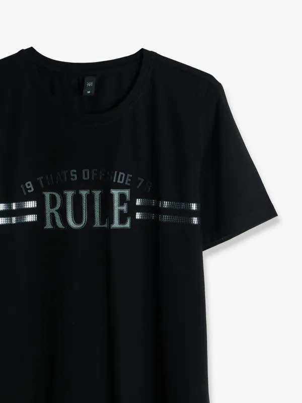 GS78 black printed slim fit t shirt