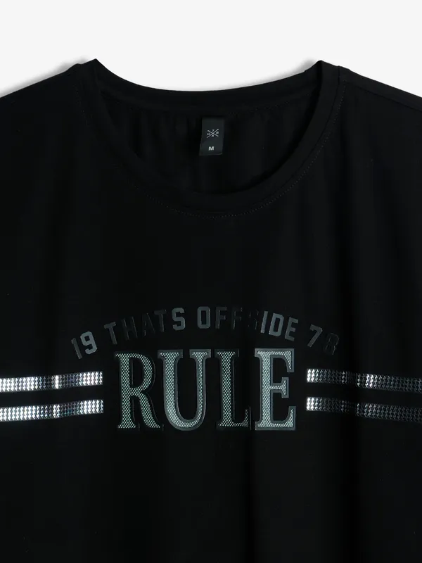 GS78 black printed slim fit t shirt
