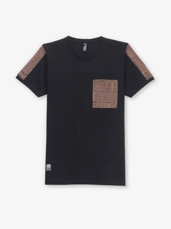 GS78 black printed t-shirt in cotton