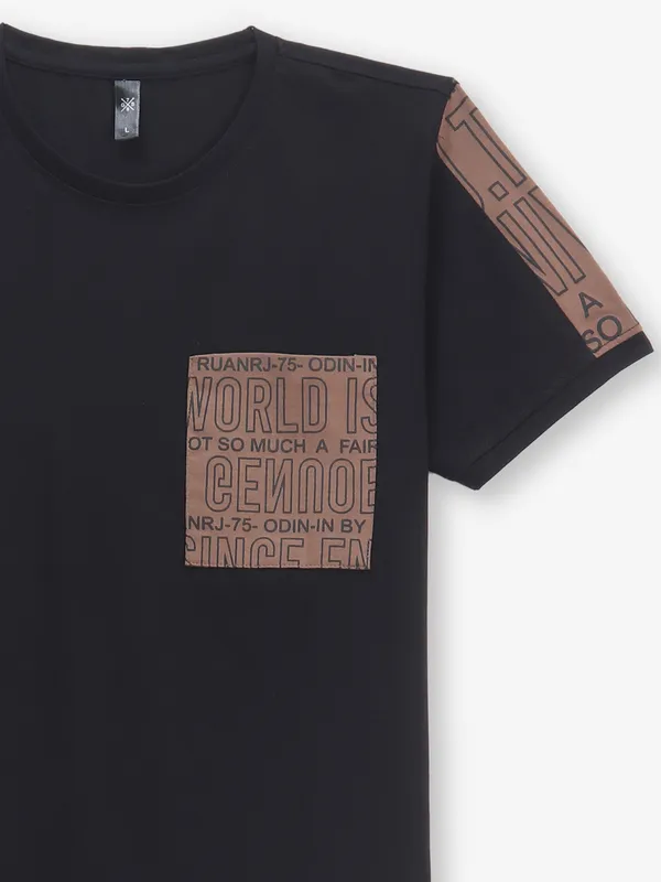 GS78 black printed t-shirt in cotton