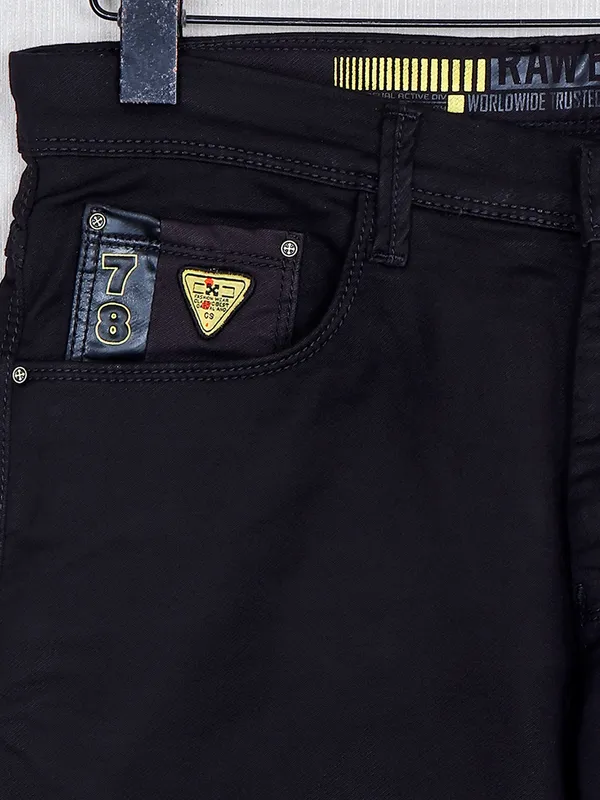 GS78 black solid mens denim jeans
