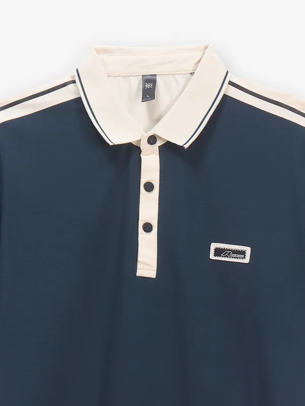 GS78 blue cotton polo neck slim fit t-shirt