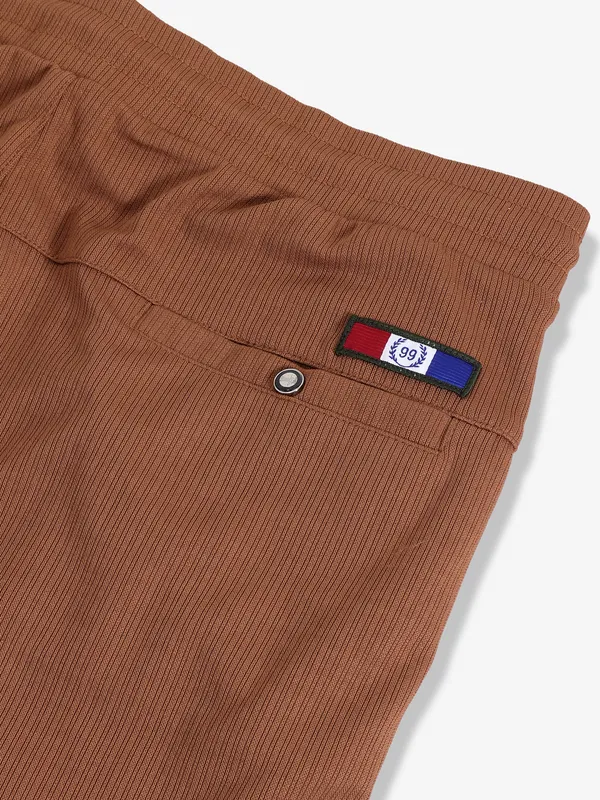 GS78 brown solid cotton track pant