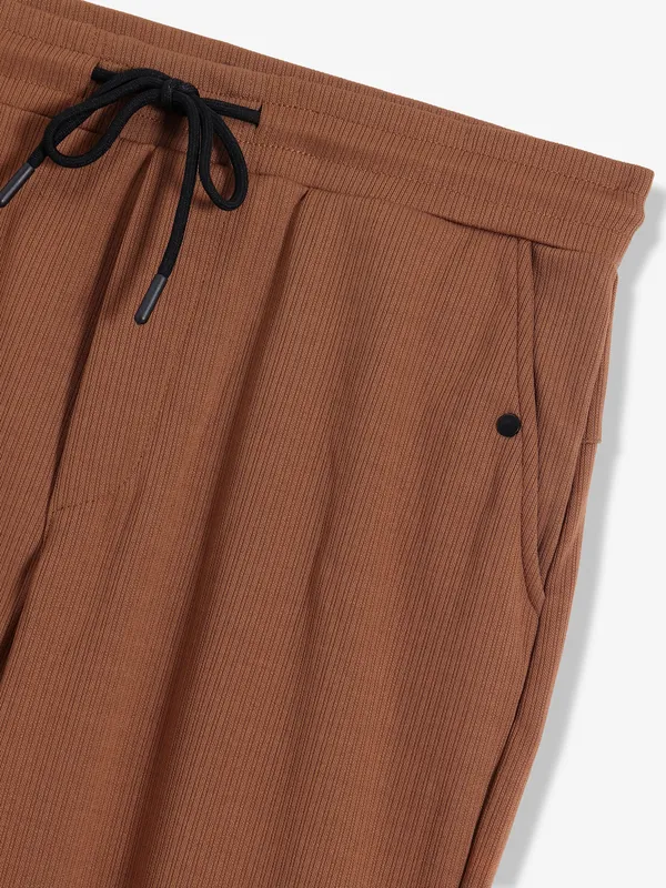 GS78 brown solid cotton track pant