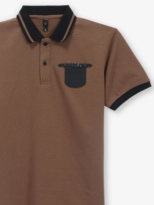 GS78 brown stripe cotton t-shirt